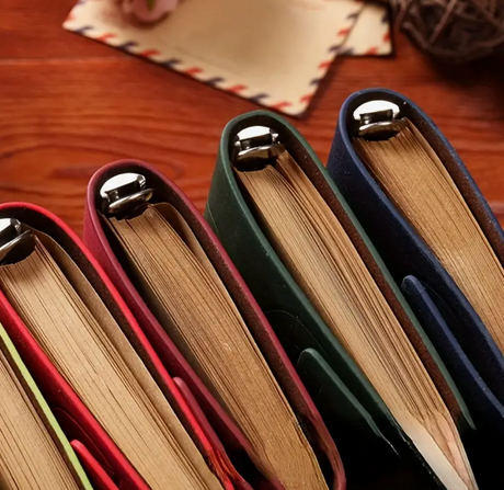 Retro Leaf Faux Leather Loose-leaf Notebook Strap Portable Travel Record Hand Ledger Learning Stationery - ReadMoreDXB
