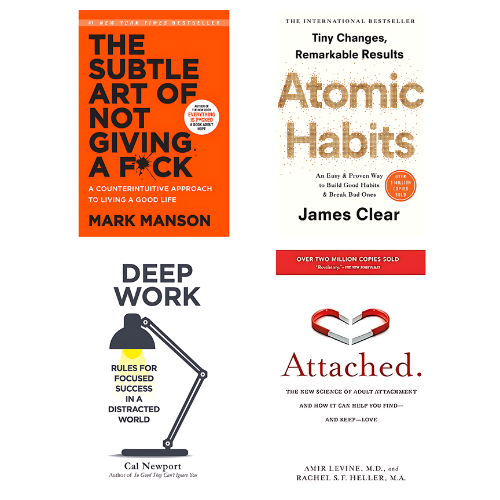 The Subtle Art of not Giving a Fuck + Atomic Habits + Deep Work + Attached Combo - ReadMoreDXB